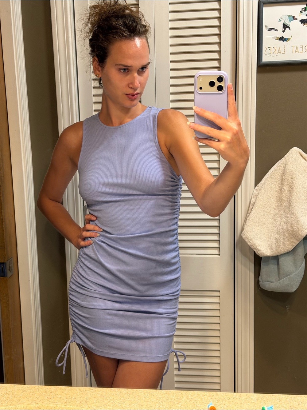Forever 21 Light Lavender Sleeveless Ruched Mini Dress